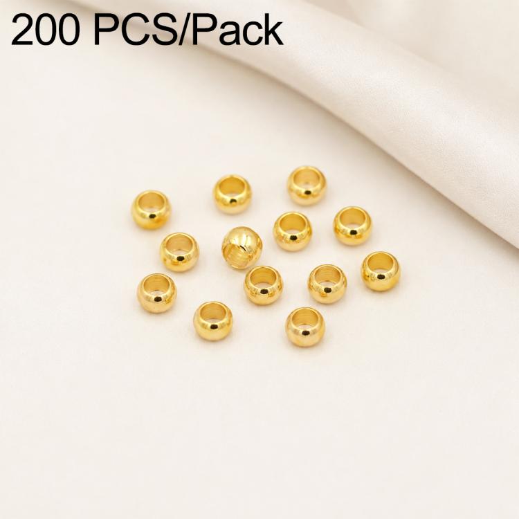 200 PCS/Pack Tarnish-Resistant Eco Copper Crimp Stopper Beads for DIY Jewelry Making — 18K Gold