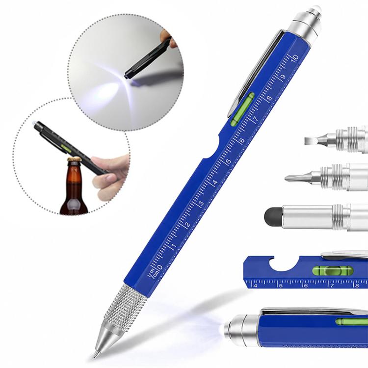 9-in-1 Multifunctional Tool Pen Bottle Opener Metal Ballpoint Pen — Silver