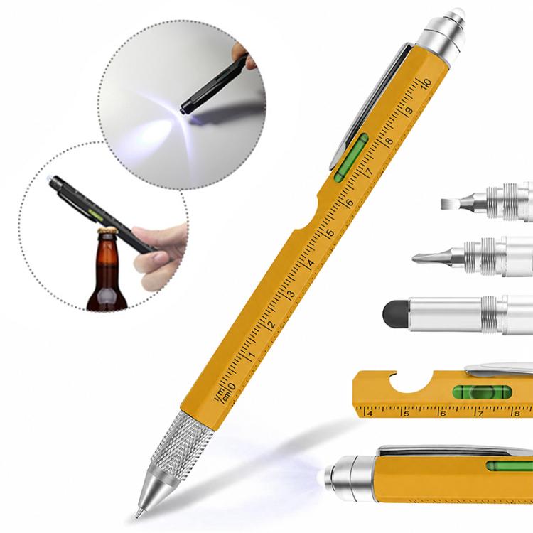 9-in-1 Multifunctional Tool Pen Bottle Opener Metal Ballpoint Pen — Blue