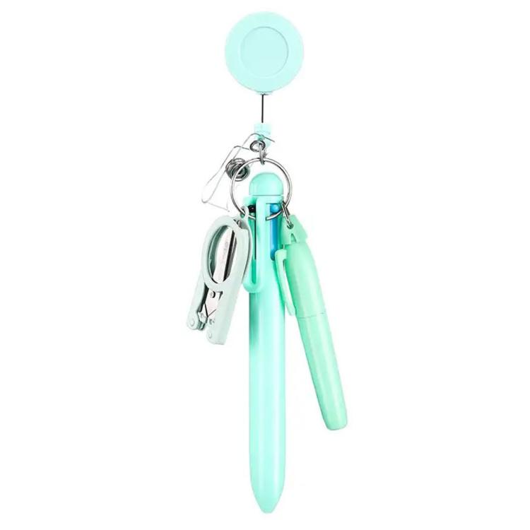 Macaron-style Nurse Pen Set with Retractable Badge Reel — Pink