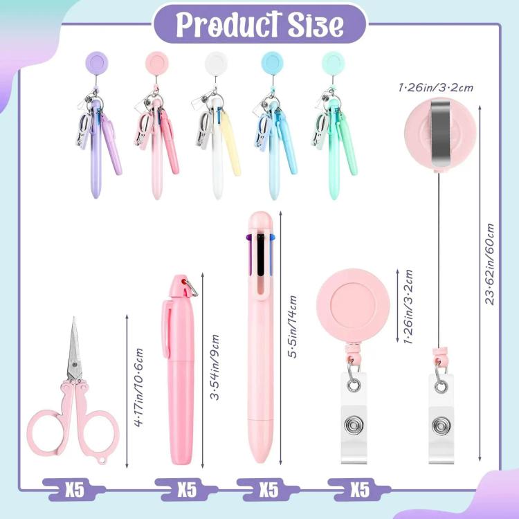 Macaron-style Nurse Pen Set with Retractable Badge Reel — view 7