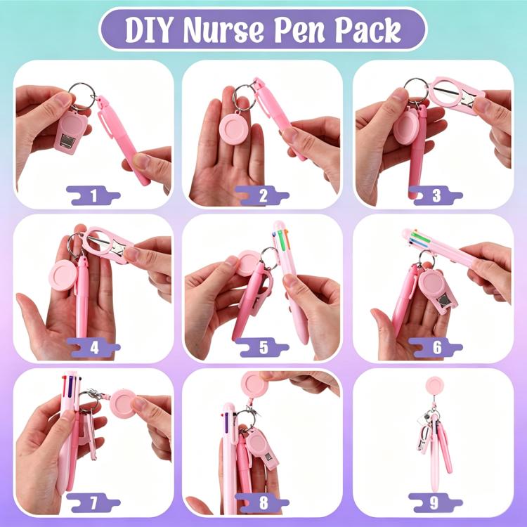 Macaron-style Nurse Pen Set with Retractable Badge Reel — view 9