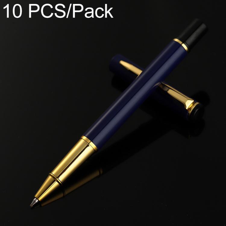 10PCS/Pack Metal Bullet-Tip Ballpoint Pen Minimalist Business Metal Pen, Specification:0.7mm — Champagne Gold with Gold Clip