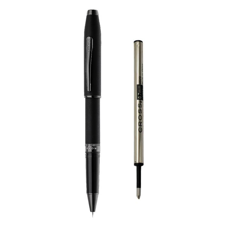 0.7mm Rollerball Pen Metal Screw Cap Pen Barrel Ballpoint Pen — Blue