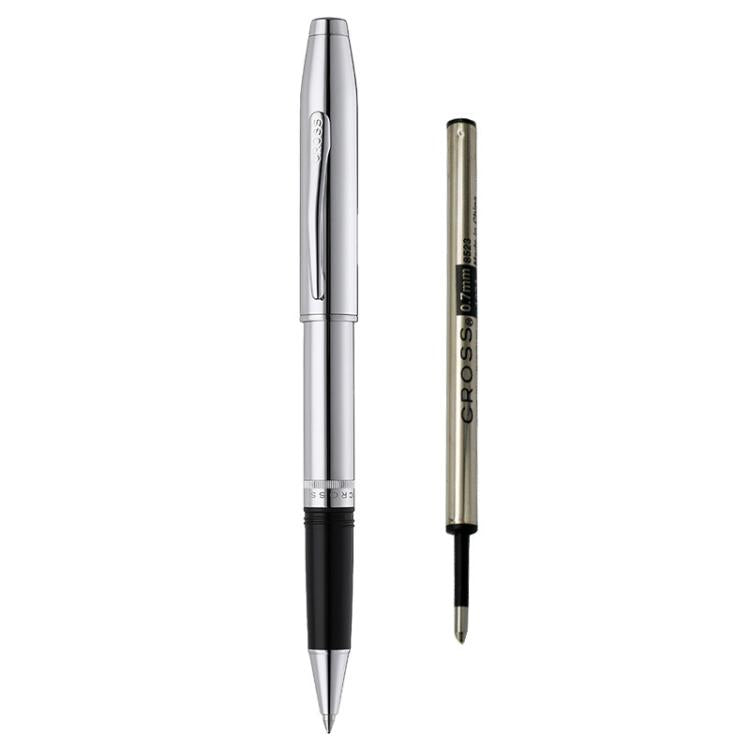 0.7mm Rollerball Pen Metal Screw Cap Pen Barrel Ballpoint Pen — Silver Gold