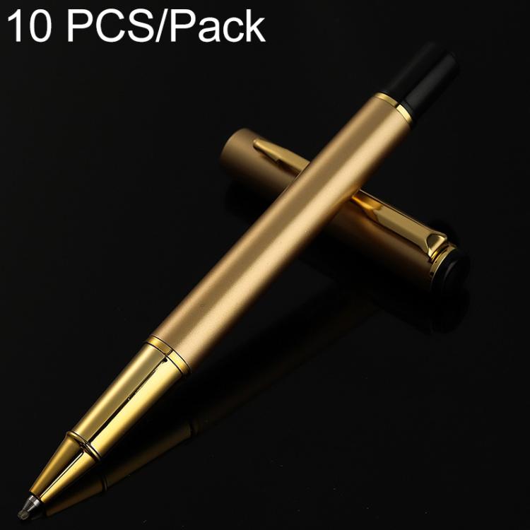 10 PCS/Pack Metal Bullet-Tip Ballpoint Pen Minimalist Business Metal Pen, Specification:0.5mm — Chinese Red with Gold Clip
