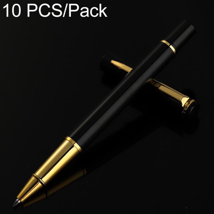 10 PCS/Pack Metal Bullet-Tip Ballpoint Pen Minimalist Business Metal Pen, Specification:0.5mm — Champagne Gold with Gold Clip