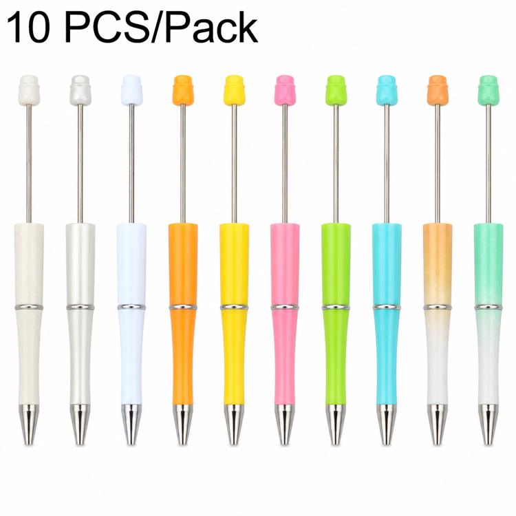 10 PCS/Set Creative DIY UV Electroplating Beaded Design Pen Bullet-tip Pen — B-Style Mixed Colors