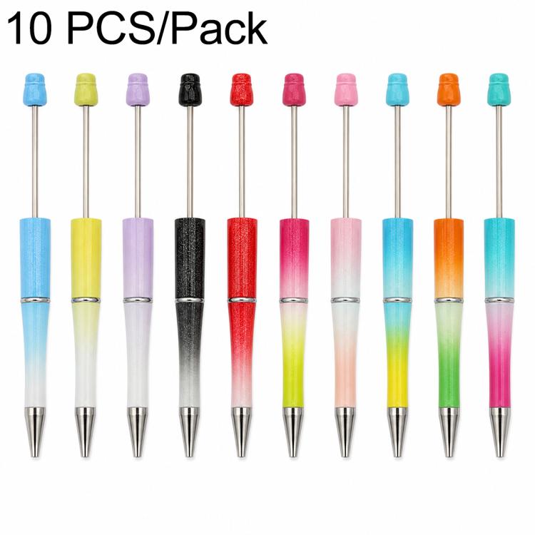 10 PCS/Set Creative DIY UV Electroplating Beaded Design Pen Bullet-tip Pen — C-Style Mixed Colors