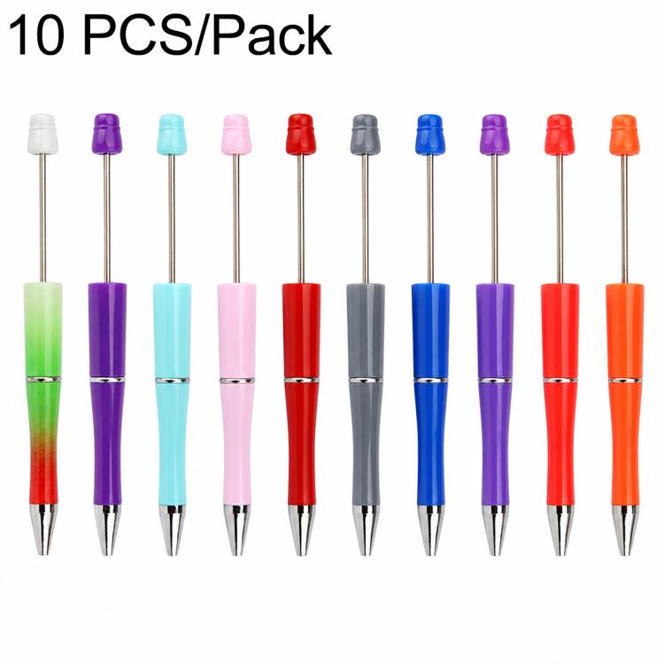 10 PCS/Set Creative DIY UV Electroplating Beaded Design Pen Bullet-tip Pen — D-Style Mixed Colors