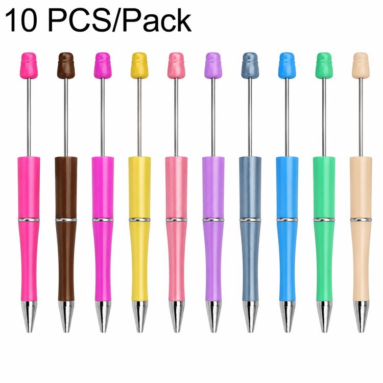 10 PCS/Set Creative DIY UV Electroplating Beaded Design Pen Bullet-tip Pen — E-Style Mixed Colors