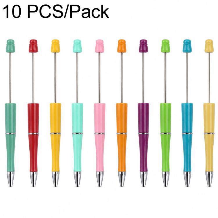 10 PCS/Set Creative DIY UV Electroplating Beaded Design Pen Bullet-tip Pen — F-Style Mixed Colors