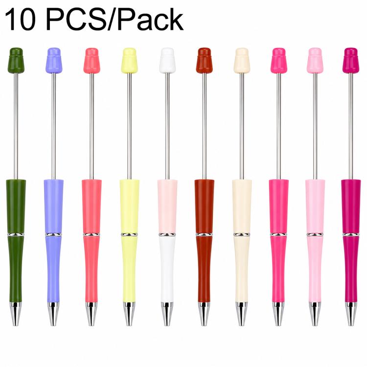 10 PCS/Set Creative DIY UV Electroplating Beaded Design Pen Bullet-tip Pen — H-Style Mixed Colors