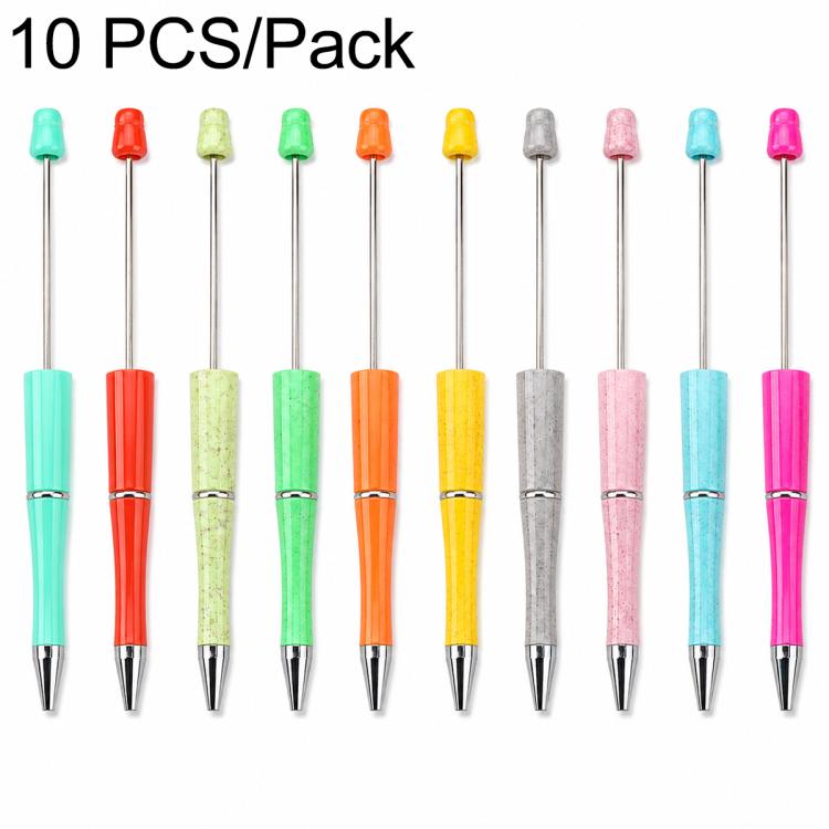 10 PCS/Set Creative DIY UV Electroplating Beaded Design Pen Bullet-tip Pen — I-Style Mixed Colors