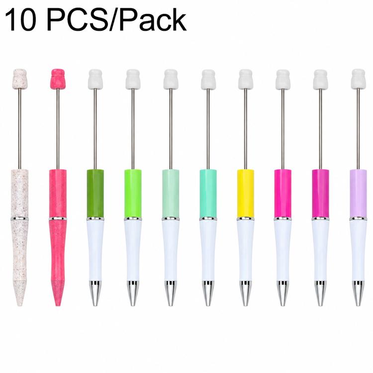 10 PCS/Set Creative DIY UV Electroplating Beaded Design Pen Bullet-tip Pen — J-Style Mixed Colors