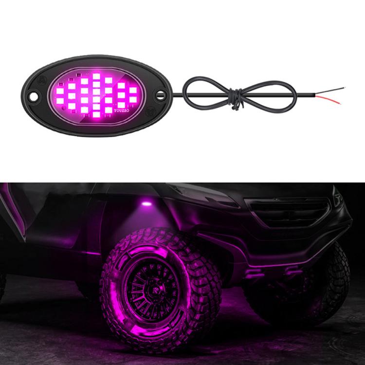12V-24V LED Rock Lights Waterproof Offroad Vehicle Underglow Lights — Red Light