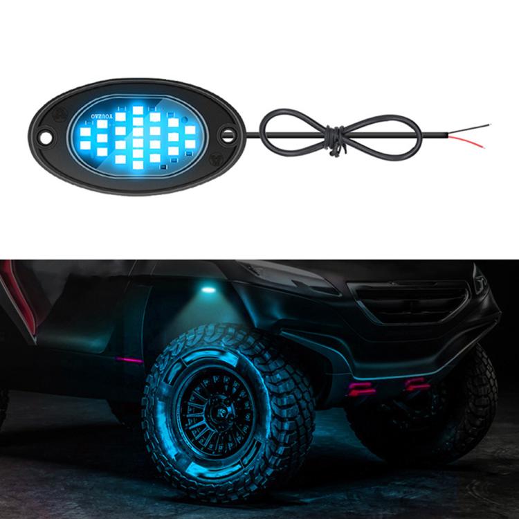 12V-24V LED Rock Lights Waterproof Offroad Vehicle Underglow Lights — Purple Light