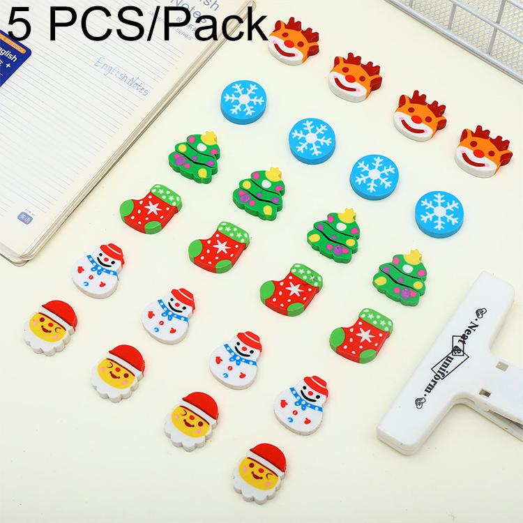 5 PCS/Pack Christmas Creative Cartoon Eraser — Mini