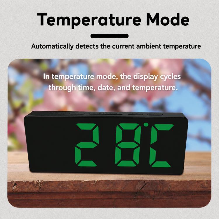 3806L Home Desktop LED Electronic Clock Perpetual Calendar Digital Alarm Clock — Black Shell White Light
