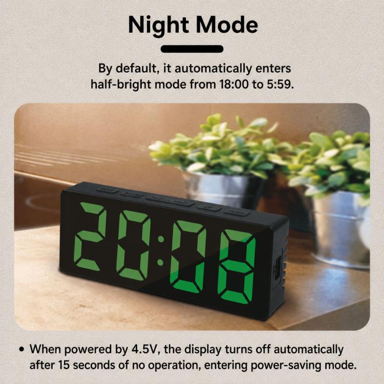3806L Home Desktop LED Electronic Clock Perpetual Calendar Digital Alarm Clock — Black Shell Red Light