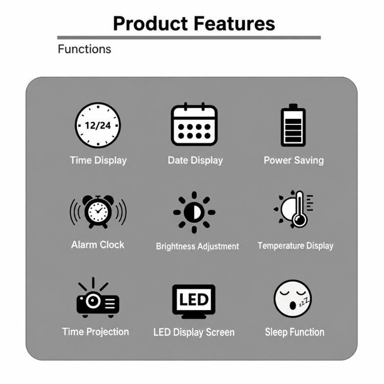 DS-3621LP Multifunctional Alarm Clock, 180 Degree Rotating Projection LED Display Electronic Clock — view 7