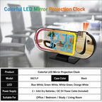 DS-3827LP LED Display Electronic Alarm Clock, RGB Ambient Light Mirror Projection Digital Clock — Sky Blue