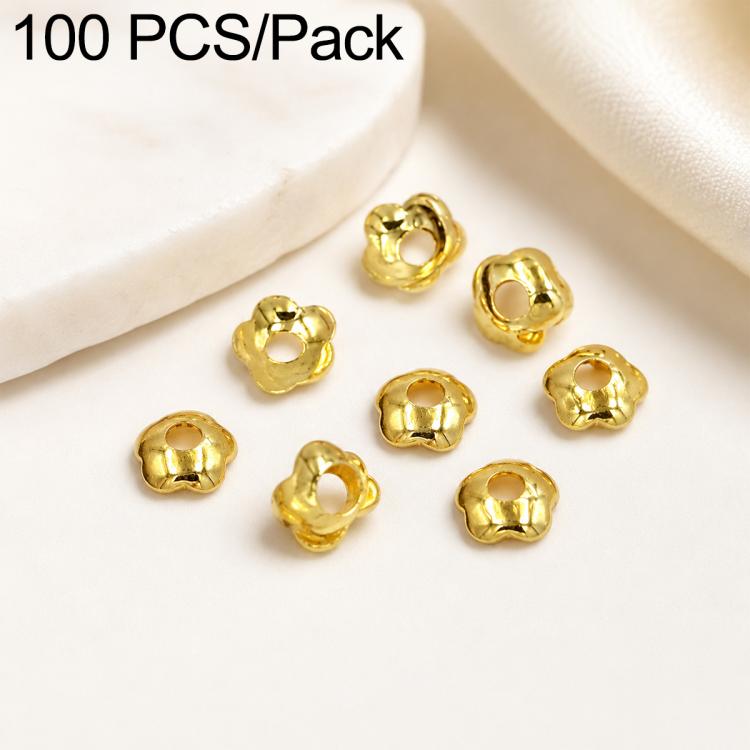 100 PCS/Pack Gold Filled Hollow Flower Bead Caps Spacers for DIY Jewelry Making