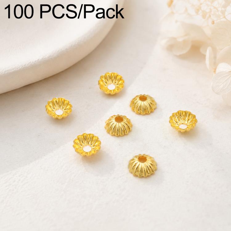 100 PCS/Pack Gold Filled Hollow Flower Bead Caps Spacers for DIY Jewelry Making — 8-Petal 8mm