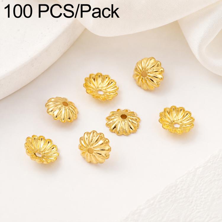 100 PCS/Pack Gold Filled Hollow Flower Bead Caps Spacers for DIY Jewelry Making — 12-Petal 4mm