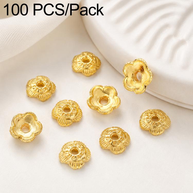 100 PCS/Pack Gold Filled Hollow Flower Bead Caps Spacers for DIY Jewelry Making — 12-Petal 8mm