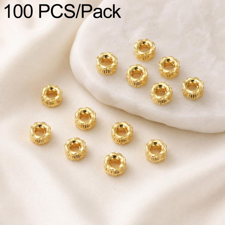100 PCS/Pack Gold Filled Hollow Flower Bead Caps Spacers for DIY Jewelry Making — 2-Layer Multi-Petal Flower Cap 12mm