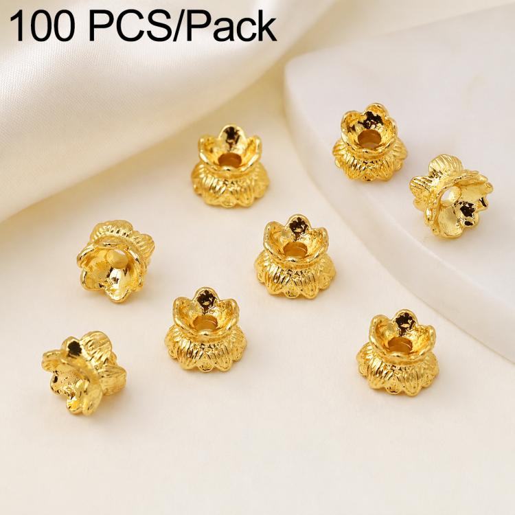 100 PCS/Pack Gold Filled Hollow Flower Bead Caps Spacers for DIY Jewelry Making — 2-Way Flower Cap 4mm To 6mm