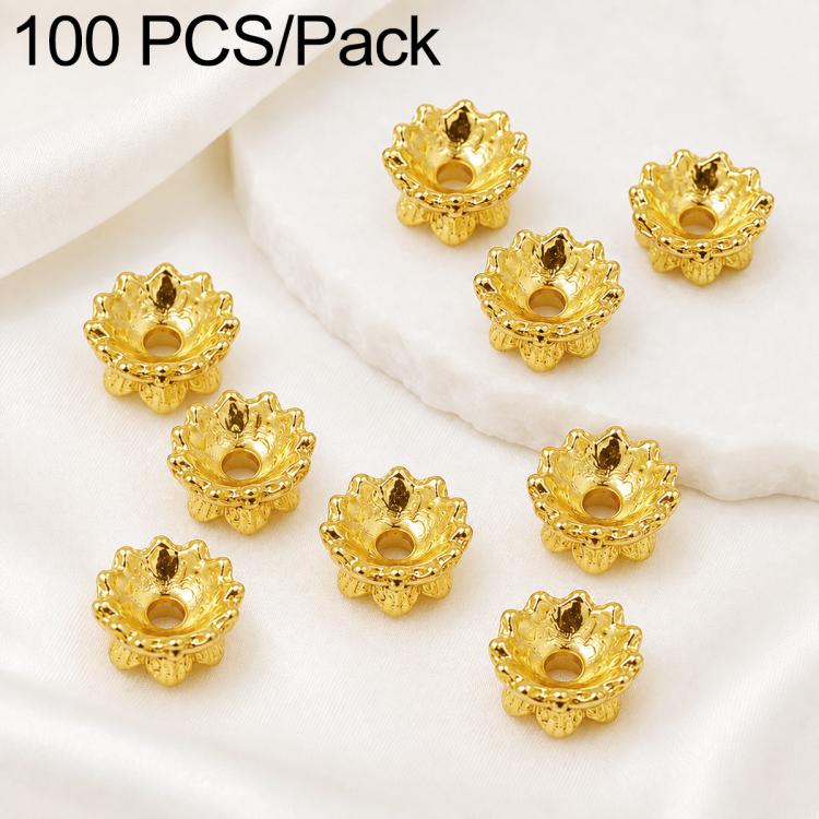 100 PCS/Pack Gold Filled Hollow Flower Bead Caps Spacers for DIY Jewelry Making — 2-Way Flower Cap 6mm To 8mm