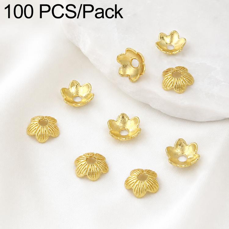 100 PCS/Pack Gold Filled Hollow Flower Bead Caps Spacers for DIY Jewelry Making — Circular Hollow 10mm
