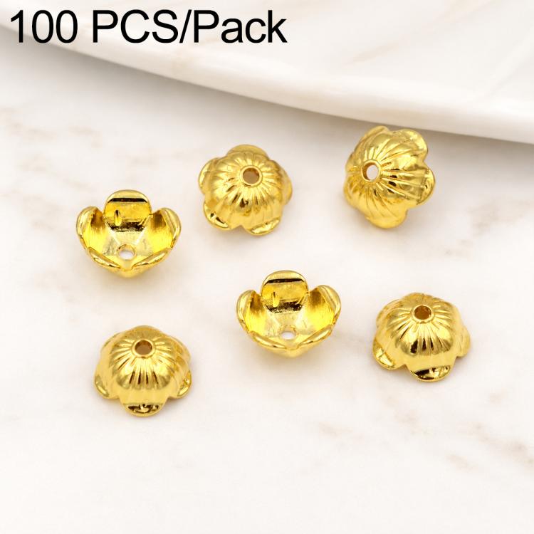 100 PCS/Pack Gold Filled Hollow Flower Bead Caps Spacers for DIY Jewelry Making — 8-Pointed Star Flower Cap 11mm