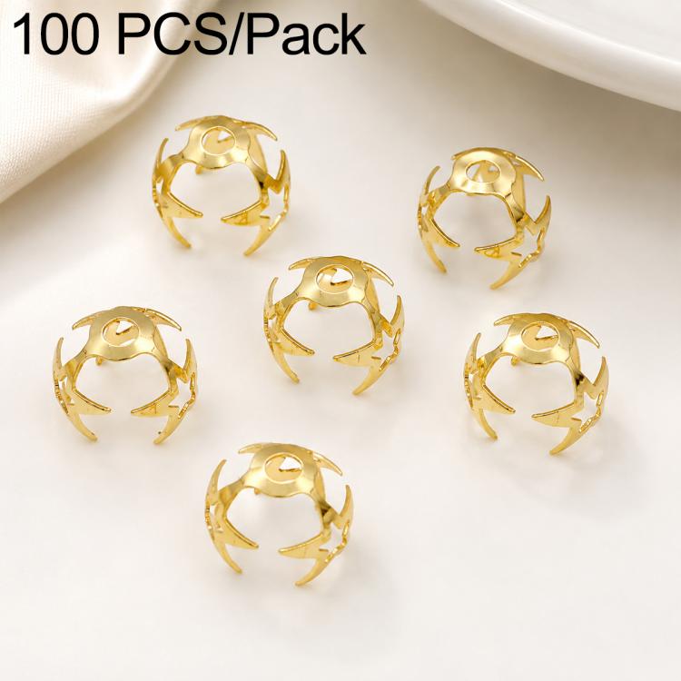 100 PCS/Pack Gold Filled Hollow Flower Bead Caps Spacers for DIY Jewelry Making — 5-Petal Half-Enclosed Cap 16mm