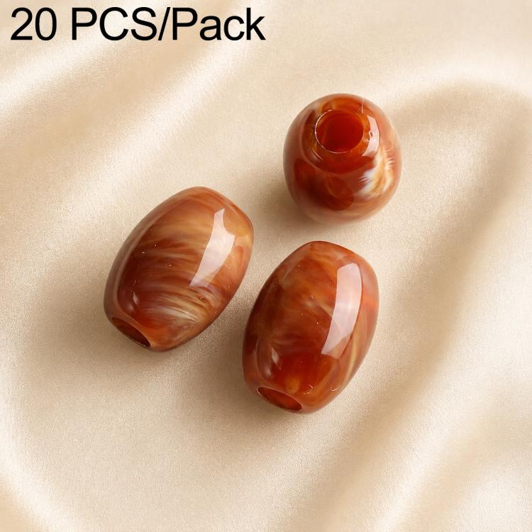 20 PCS/Pack Large-hole Acrylic Beads DIY Accessories — Marbled Barrel 12 x 16 mm