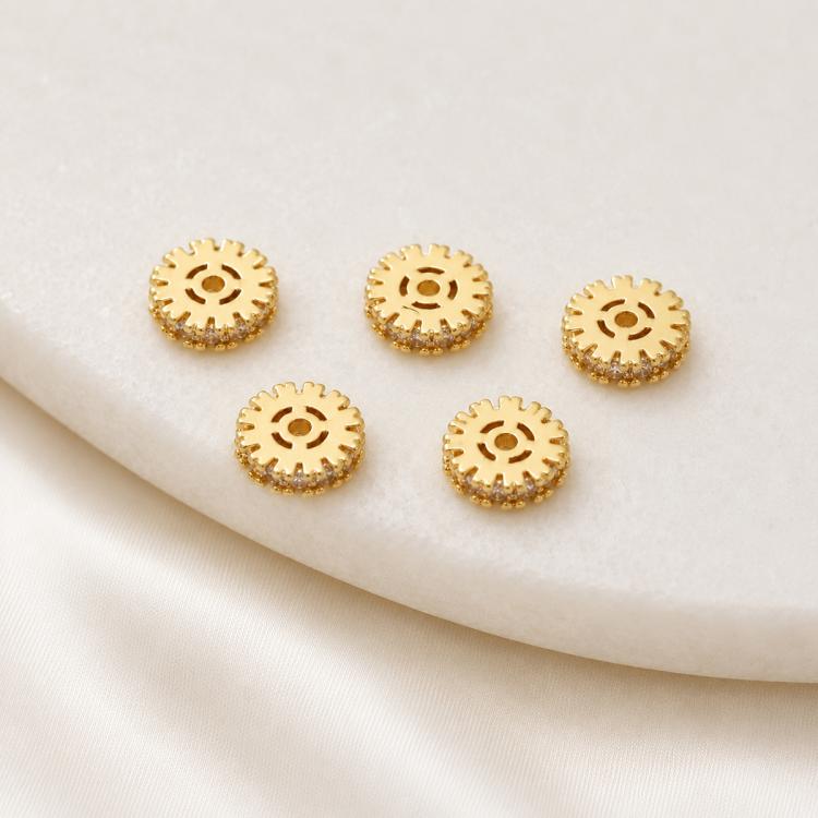 5 PCS/Pack Gold Filled Inlaid Zircon Hole Spacer Beads for DIY Jewelry Making — Planet Orbit Zircon