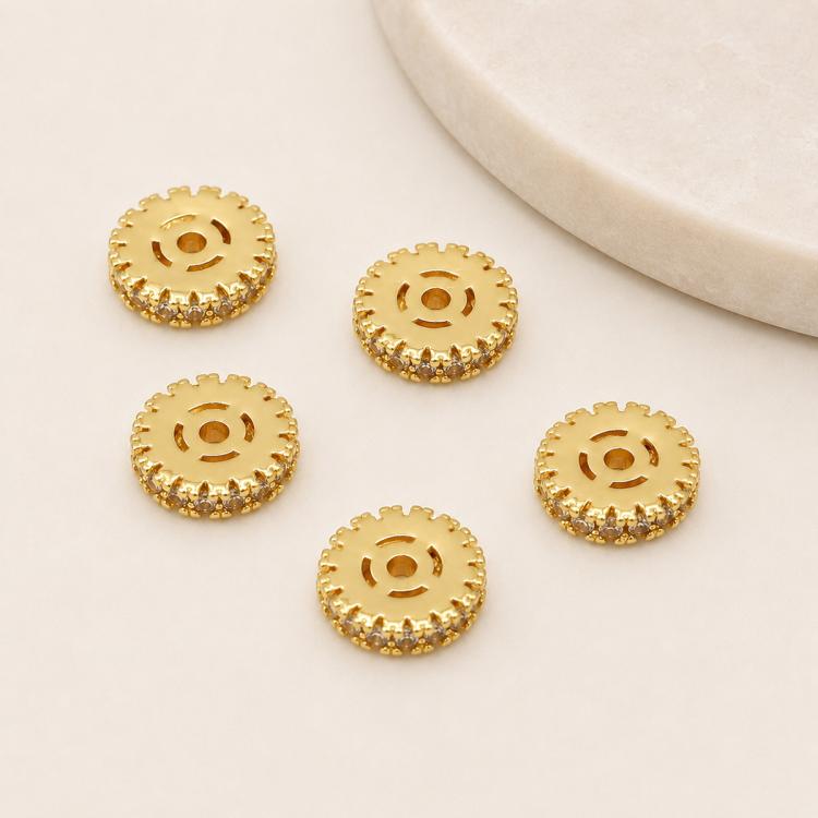 5 PCS/Pack Gold Filled Inlaid Zircon Hole Spacer Beads for DIY Jewelry Making — Zircon Spacer 6mm