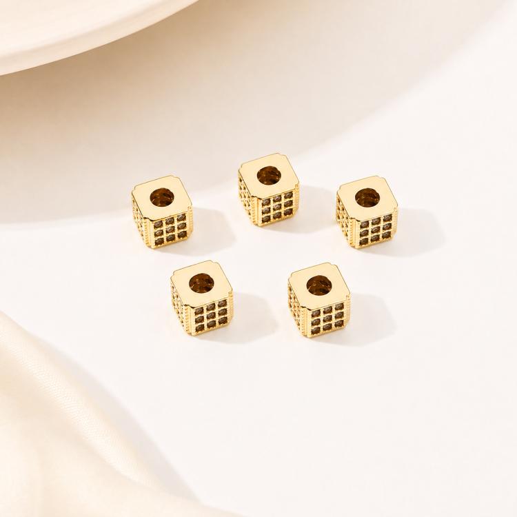 5 PCS/Pack Gold Filled Inlaid Zircon Hole Spacer Beads for DIY Jewelry Making — Zircon Spacer 8mm