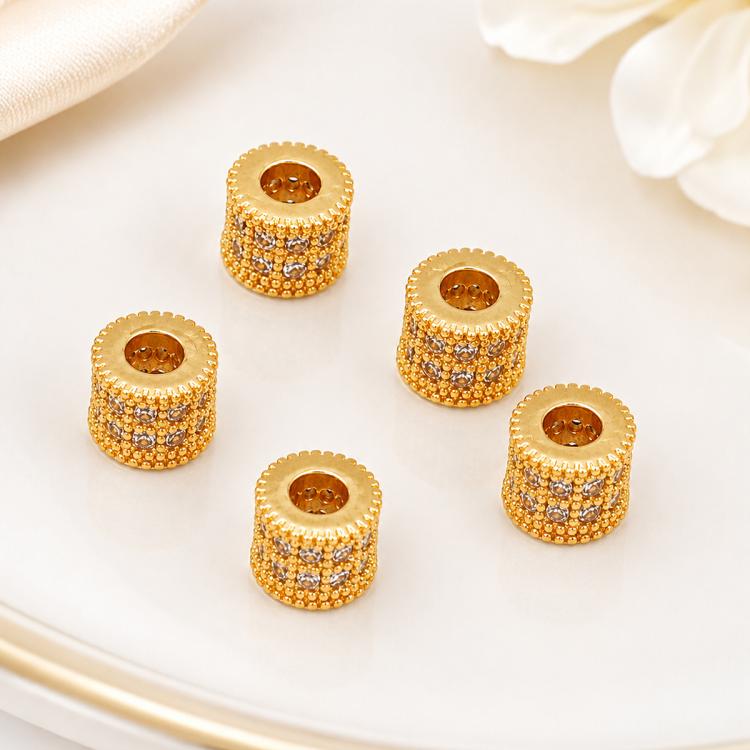 5 PCS/Pack Gold Filled Inlaid Zircon Hole Spacer Beads for DIY Jewelry Making — Micro-Pave Square Bead