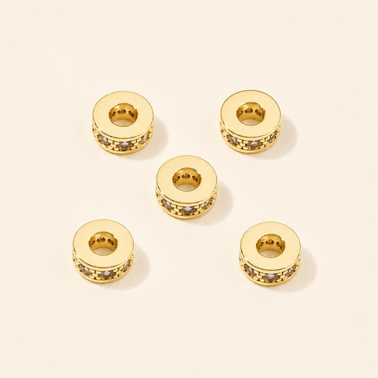 5 PCS/Pack Gold Filled Inlaid Zircon Hole Spacer Beads for DIY Jewelry Making — Mottled Zircon Spacer Bead