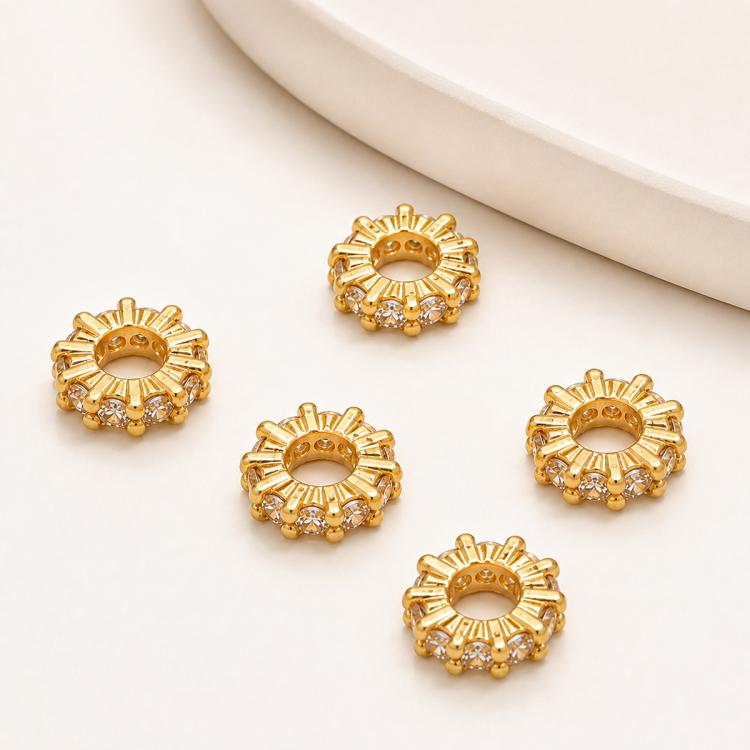 5 PCS/Pack Gold Filled Inlaid Zircon Hole Spacer Beads for DIY Jewelry Making — Zircon Loop