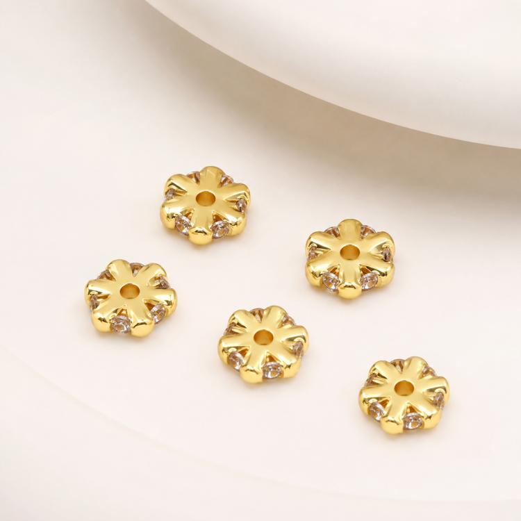 5 PCS/Pack Gold Filled Inlaid Zircon Hole Spacer Beads for DIY Jewelry Making — Wrapped Spacer Bead