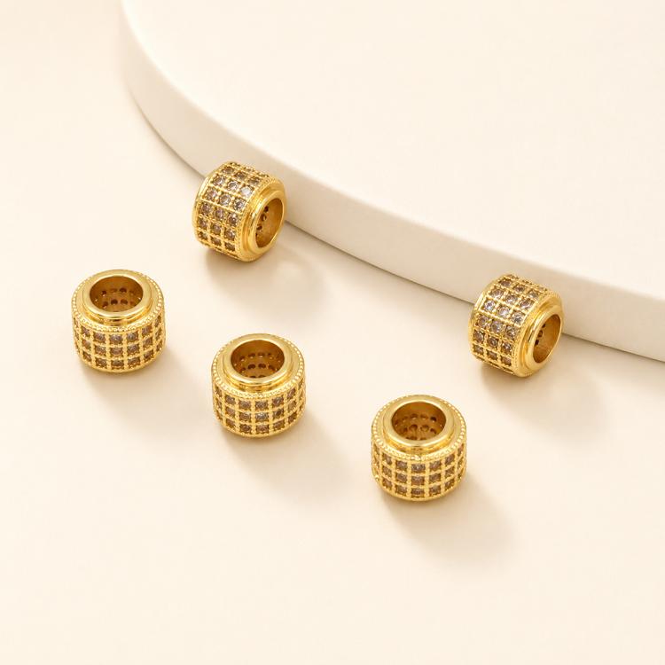 5 PCS/Pack Gold Filled Inlaid Zircon Hole Spacer Beads for DIY Jewelry Making — Flower Zircon Bead