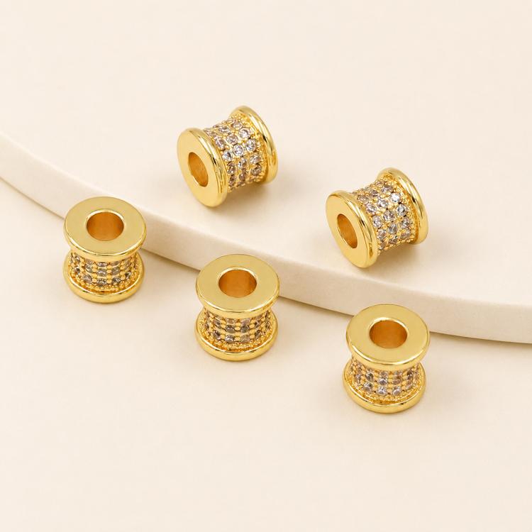 5 PCS/Pack Gold Filled Inlaid Zircon Hole Spacer Beads for DIY Jewelry Making — Large Hole Zircon Bead