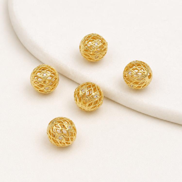 5 PCS/Pack Gold Filled Inlaid Zircon Hole Spacer Beads for DIY Jewelry Making — Hollow Zircon Spacer Bead