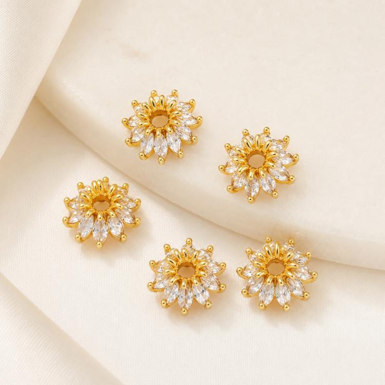 5 PCS/Pack Gold Filled Inlaid Zircon Hole Spacer Beads for DIY Jewelry Making — Zircon Spring Spacer Bead