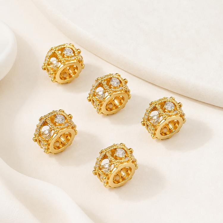 5 PCS/Pack Gold Filled Inlaid Zircon Hole Spacer Beads for DIY Jewelry Making — Lotus Zircon Bead