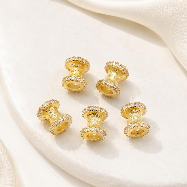 5 PCS/Pack Gold Filled Inlaid Zircon Hole Spacer Beads for DIY Jewelry Making